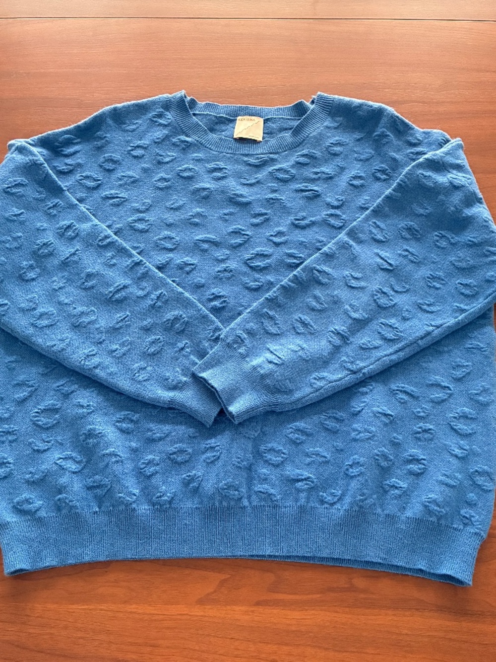 Kerisma Blue Leopard Print Knit Sweater Size M